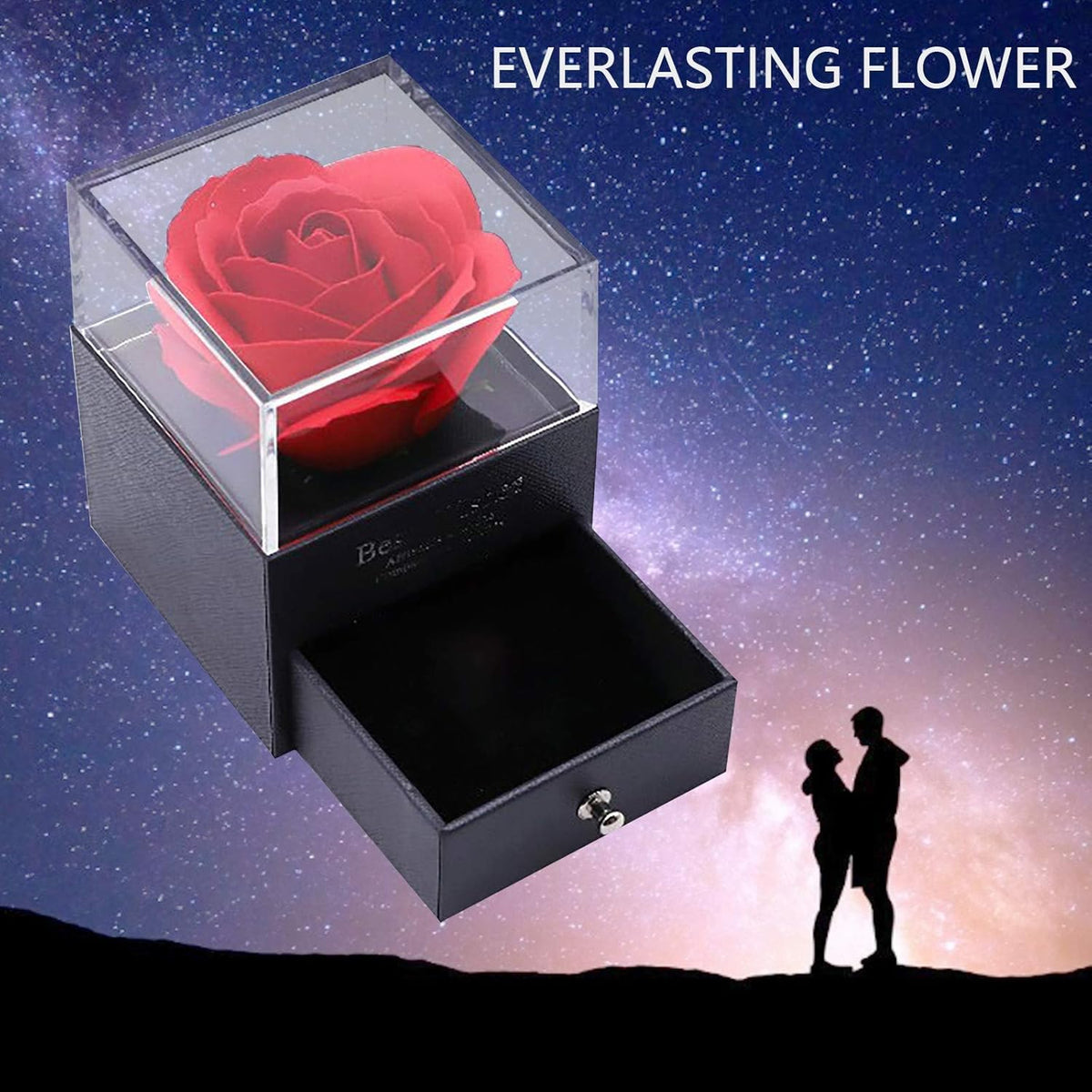 Pack Rosa Eterna: caja de joyería con rosa preservada