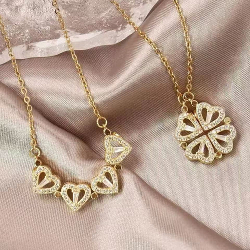 Collar Aurora: colgante de trébol transformable en acabado dorado