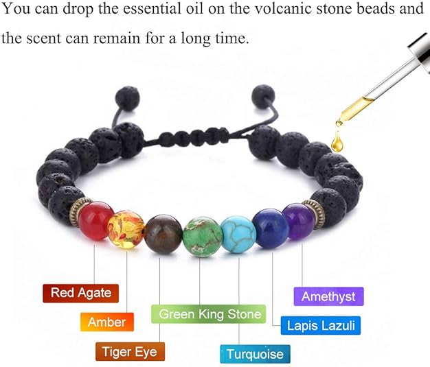 Pulsera Origen de roca de lava con siete piedras